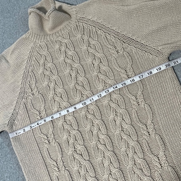Vintage Rolled Turtleneck Sweater Womens Small Cable Knit Fisherman Preppy A… - Picture 3 of 9